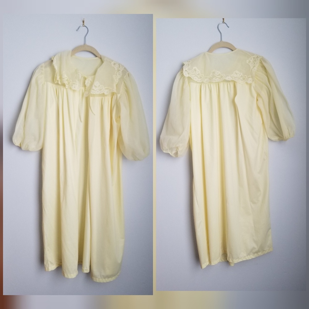 Vintage Gilbreath yellow nightgown long cape